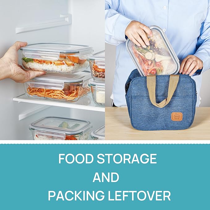Vtopmart 35+22+63oz Glass Food Storage Containers with Lids, Airtight Reusable Meal Prep Lunch Container Set, Safe for Oven, Microwave, Freezer, and Dishwasher