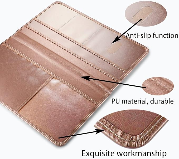 Car Registration and Insurance Card Holder - Leather Vehicle Glove Box Automobile Documents Paperwork Wallet Case Organizer for ID, Driver's License, Key Contact Information Cards - Men&Women