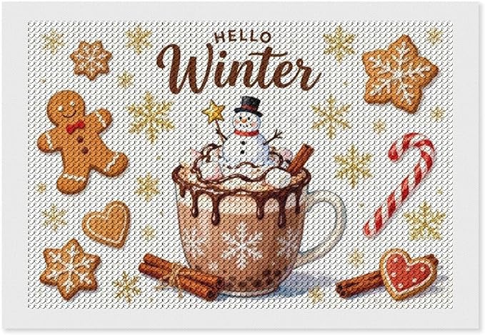 Diamond Painting Kits for Adults - Hello Winter Ice Cream & Gingerbread Snowflakes & Candles Painting DIY 5D Full Drill Diamond Dots Paintings with Diamonds Gem Art And Crafts Home Decor 8"x12"