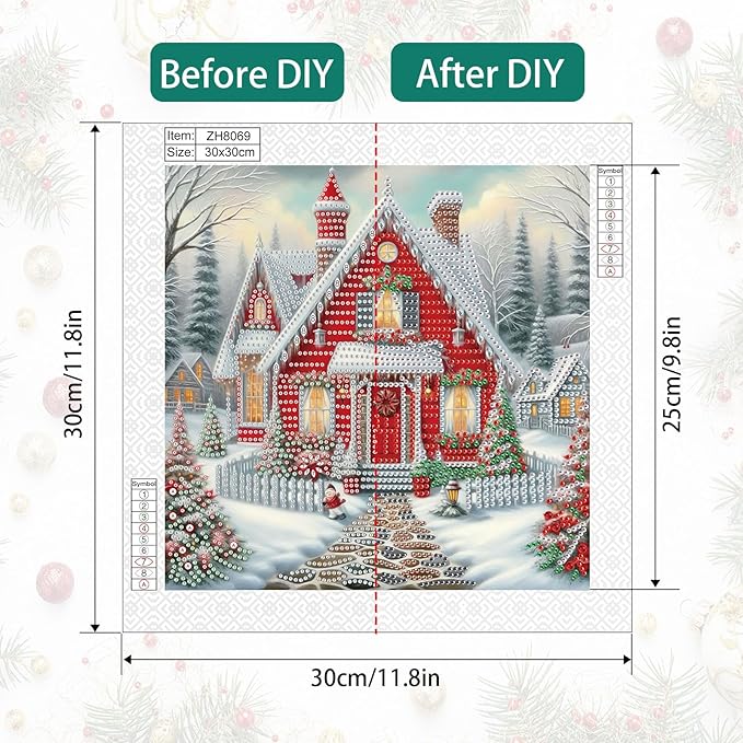 antor Diamond Art Painting Kits for Adults, Christmas House 5D Special Shape Diamond Art Kits for Beginners, Crystal Rhinestones Diamond Painting for Home Wall Christmas Decoration Gift 12×12inch