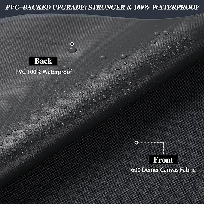 ANMINY 100% Waterproof Outdoor Fabric 8 Yards, 58" W 600D Marine Canvas Fabric with PVC Backing, Ripstop Upholstery Material by The Yard for Furniture Boat Covers Tent Awning, Dark Gray