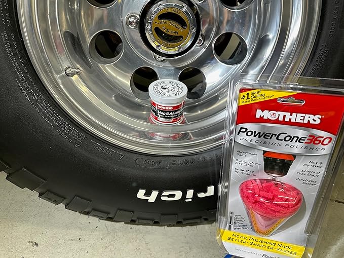 Mothers PowerCone 360, Polishing Tool with Quick Swap Bit — Patented Spherical Cone for Deep, Safe Metal Polishing in Hard-to-Reach Areas — Ideal for Wheels & Curved Surfaces (05146) (Pack of 6)