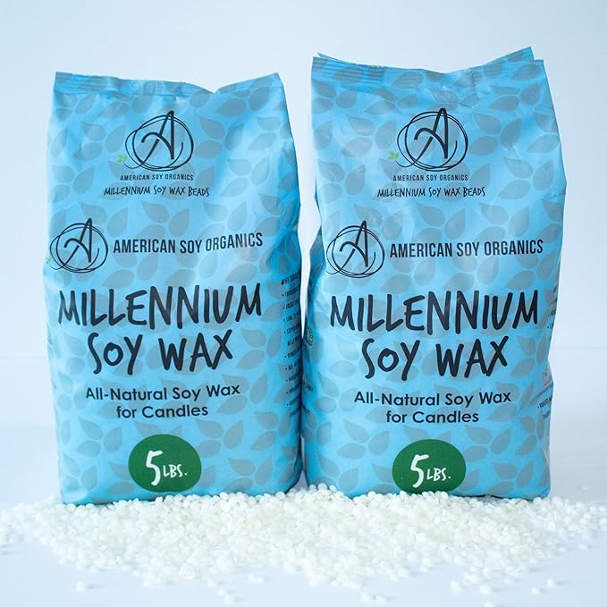 American Soy Organics Millennium Soy Beads for Candle Making - Natural Supplies - Paraffin-Free, Beeswax-Free Candle Wax for Container Candles, Tealights and Wax Melts, 10 lbs
