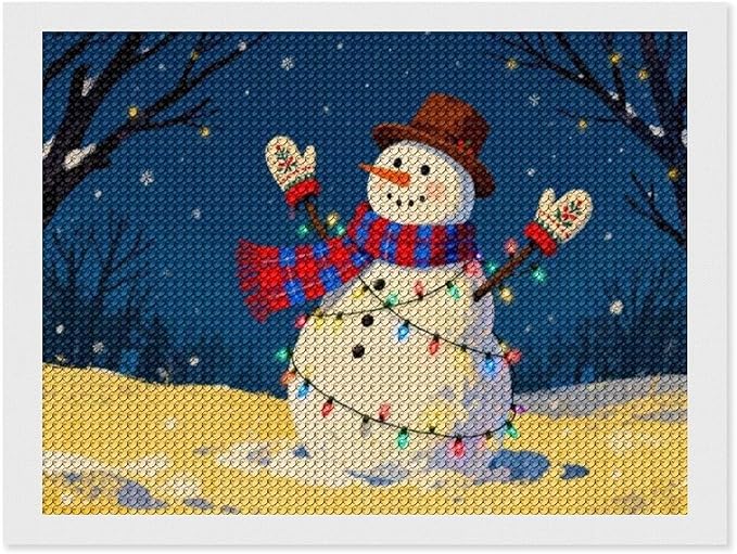 AIVKIEJK Diamond Painting Kits for Adults - Christmas Winter Snowman & Twinkling Painting DIY 5D Full Drill Diamond Dots Paintings with Diamonds Gem Art and Crafts Home Decor 12"x16"