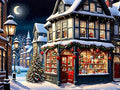 CZYWJMEI Christmas 5D Diamond Painting Kits for Adults Beginners,DIY Winter House Shop Diamond Art Kits,Full Round Drill Diamond Dot Gem Art Kits,Home Wall Decor 16x12nch
