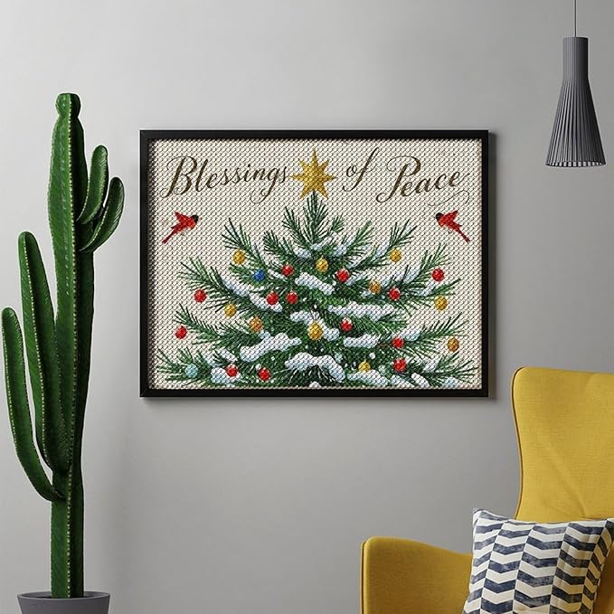 Diamond Painting Kits for Adults - Christmas Snowy Pine & Inspirational Blessings of Peace Painting DIY 5D Full Drill Diamond Dots Paintings with Diamonds Gem Art And Crafts Home Decor 12"x16"