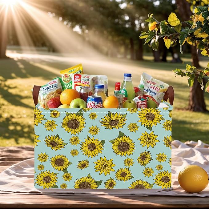 Cute Rectangle Storage Basket Nursery Room Decor Gift Basket (Sunflower)