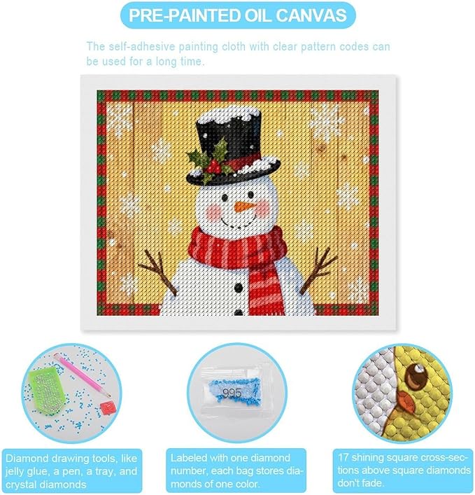 AIVKIEJK Diamond Painting Kits for Adults - Festive Snowman Red Scarf Painting DIY 5D Full Drill Diamond Dots Paintings with Diamonds Gem Art and Crafts Home Decor 16"x20"