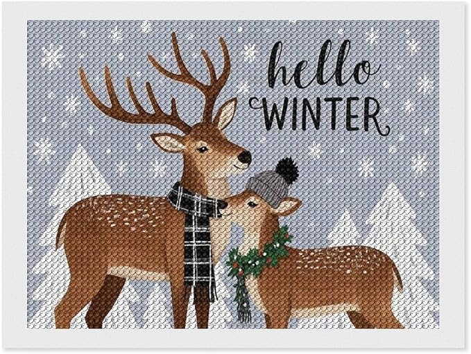 AIVKIEJK Diamond Painting Kits for Adults - Reindeer Snowflake Winter Seasonal Painting DIY 5D Full Drill Diamond Dots Paintings with Diamonds Gem Art and Crafts Home Decor 12"x16"