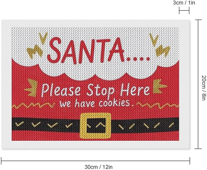 AIVKIEJK Diamond Painting Kits for Adults - Christmas Santa 'Please Stop Here' Painting DIY 5D Full Drill Diamond Dots Paintings with Diamonds Gem Art and Crafts Home Decor 8"x12"