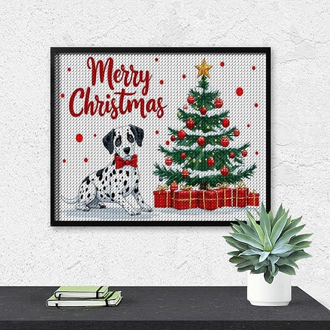 AIVKIEJK Diamond Painting Kits for Adults - Christmas Joyful Canine Holiday Painting DIY 5D Full Drill Diamond Dots Paintings with Diamonds Gem Art and Crafts Home Decor 16"x20"