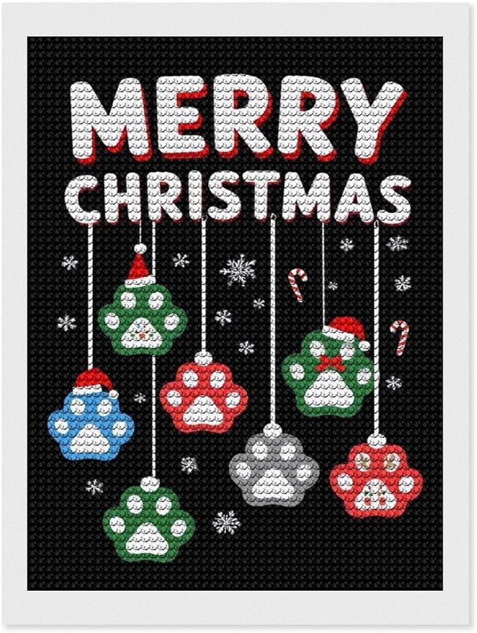 AIVKIEJK Diamond Painting Kits for Adults - Merry Christmas Paw Painting DIY 5D Full Drill Diamond Dots Paintings with Diamonds Gem Art and Crafts Home Decor 12"x16"