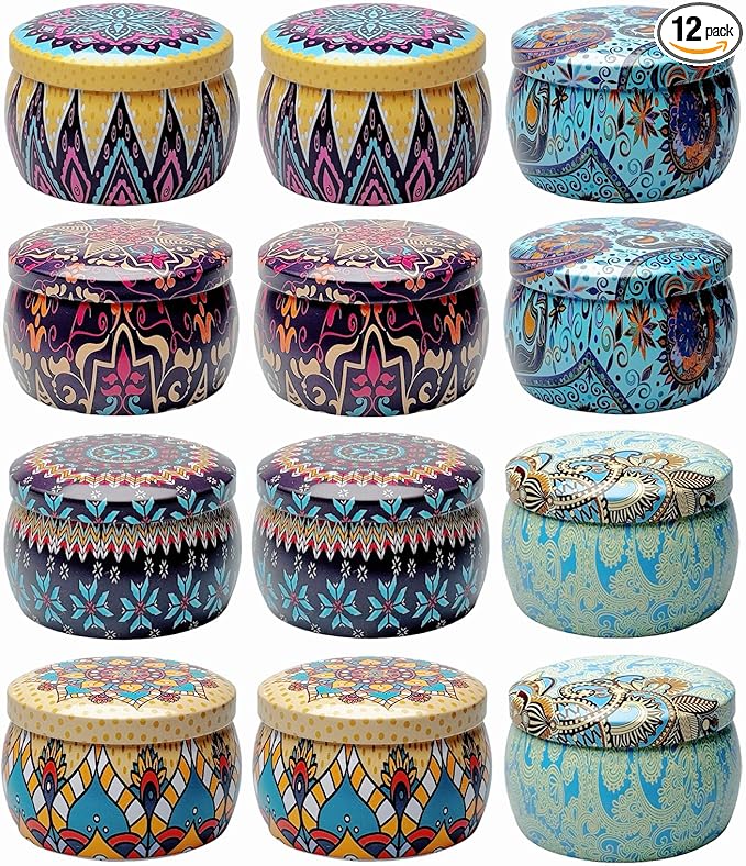 4 oz 12 Pcs Candle Tins 6 Colors Premium Candle Jars
