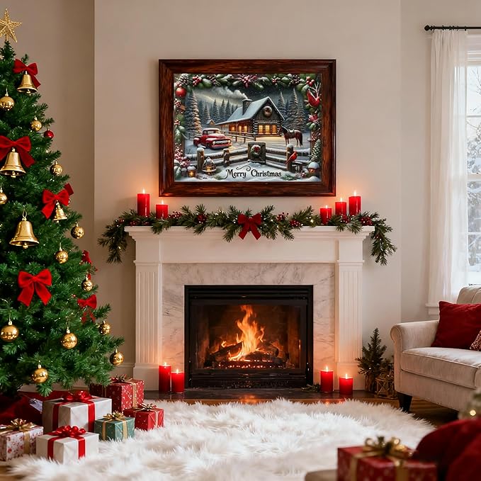 VIGEGU Christmas Diamond Art Kits for Adult,Winter Snow Scene Diamond Painting for Beginnger, Truck 5D DIY Full Drill Rhinestone Diamond Dots Gem Painting Home Wall Decor 16x12 in