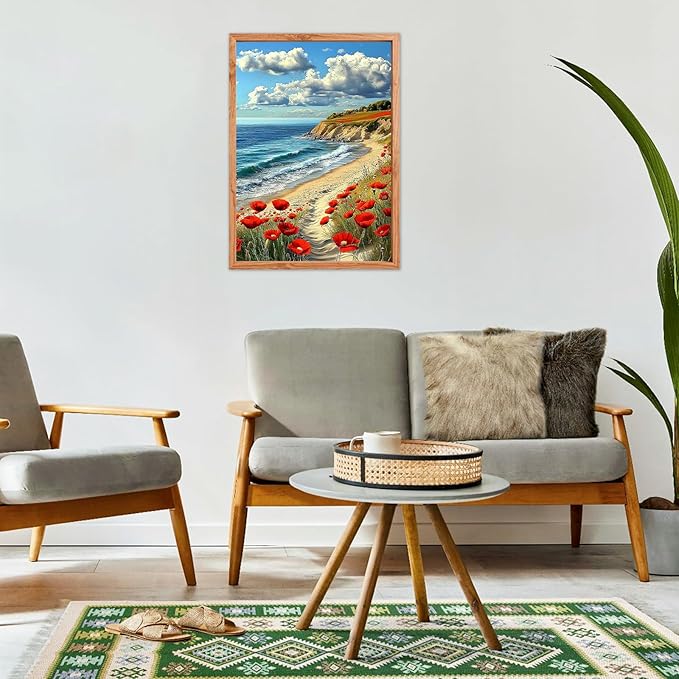 Genius maker Beach Diamond Painting Kits for Adults, Landscapes 5D Diamond Art Kits for Beginners DIY Full Drill Diamonds Painting Pictures, Diamond Gem Art Painting Crafts Home Wall Decor 12x16inch