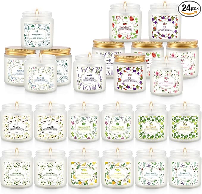 24 Pack Candles for Home Scented Aromatherapy Candles Gifts Set for Women, Natural Soy Wax Candle, 3.5 oz Long Lasting Candles, Birthday, Valentine, Christmas, Anniversary Present