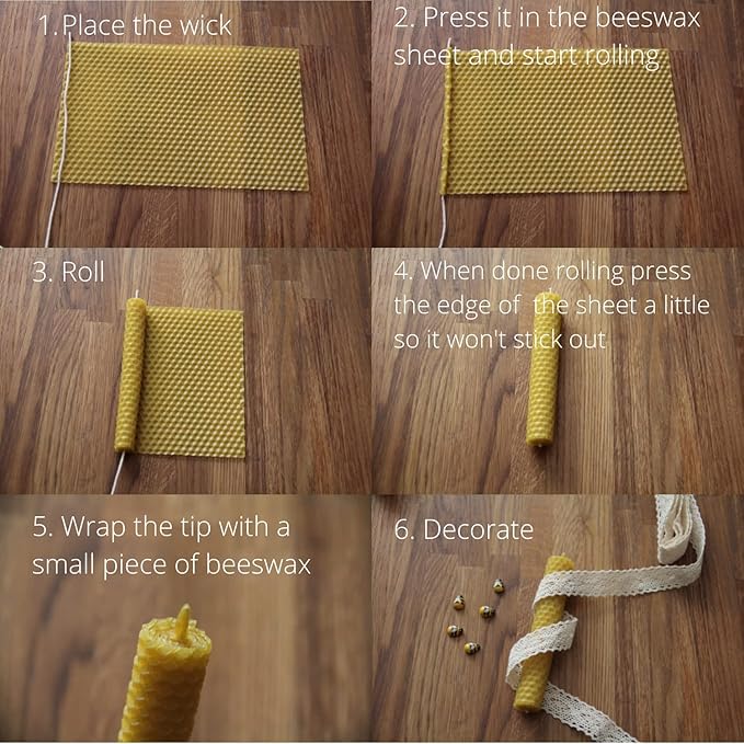 CraftersAvenue Beeswax Candle Making Kit - 16 Beeswax Sheets for Candle Making - Size 5 x 8 in - Make Your Own Rolled Candle - Candle Making Supplies - Yellow