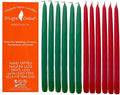 D'light Online Elegant 10" Holidays Red and Green Taper Candles for Christmas - Premium Quality Candles Unscented, Hand-Dipped Tapered, Dripless and Smokeless - Set of 12 (10 Inch, Jingle Bells)