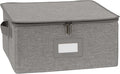 Covermates Dish Storage Box – China & Dinner Plate Storage Container with Dual Zippers, Reinforced Handles, ID Window & Stackable Structured Walls for Dishware Organization, Grey Heather