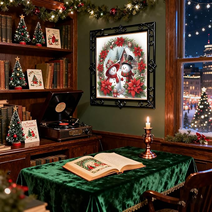VIGEGU Diamond Art Kits for Adults, Christmas Diamond Painting Kits for Beginners, Christmas Snowman Diamonds Art Painting Kits, 5D Round Full Drill Crafts Kits Home Decor 12x12 Inch