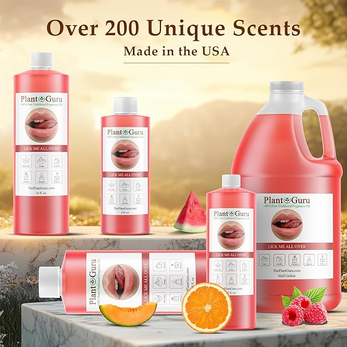 Lick Me All Over Fragrance Oil 4 fl. oz. Scented Oil for DIY Soap Making, Candles, Bath Bombs, Body Butters. Used in Aromatherapy Diffusers, Burners and Warmers. Great Addition to Lotions and Creams.