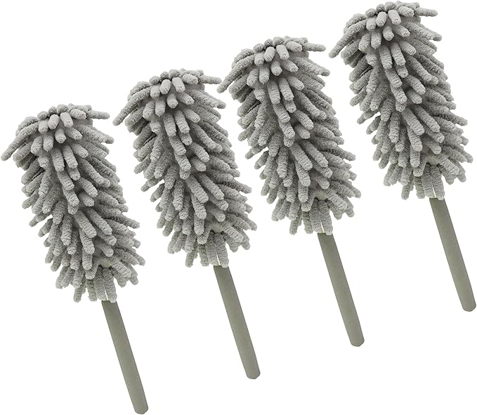 zdyCGTime Microfiber Duster for Cleaning Hand, Washable Dusters&Replaceable Microfiber Head, Extendable Pole, Used to Cleaning Offices, Furniture, Cars, Air Conditioners and Ceiling Fans(4Pack/Grey)