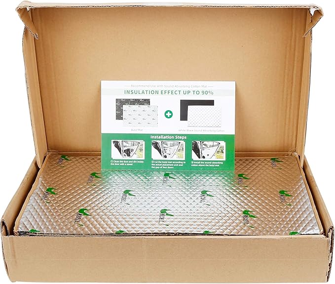 uxcell 17pcs 80mil 18sqft Car Sound Deadener Heat Insulation Mat Butyl Pad Damping Self Adhesive Deadening Material Door Roof Floor Automobile Sound Barrier