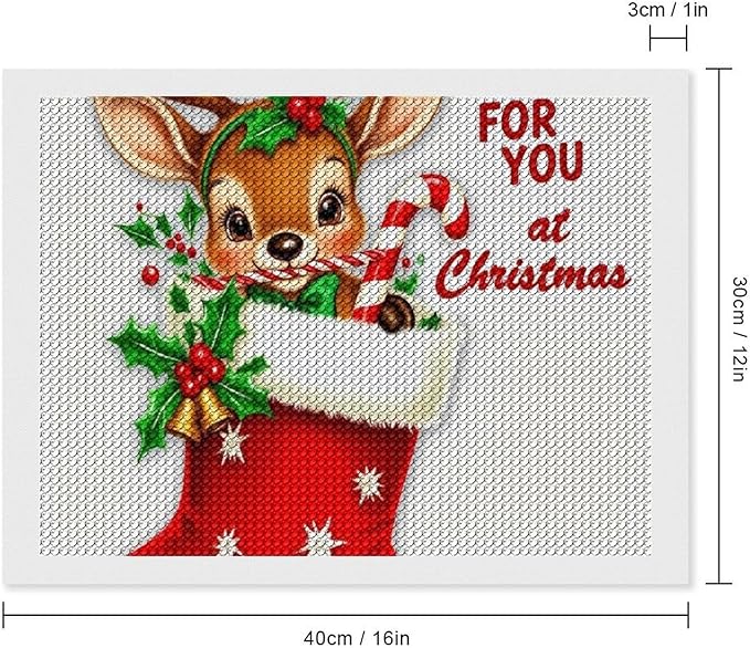 AIVKIEJK Diamond Painting Kits for Adults - Deer Sugar Bell Holiday Christmas Painting DIY 5D Full Drill Diamond Dots Paintings with Diamonds Gem Art and Crafts Home Decor 12"x16"