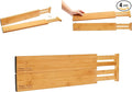 Bamboo Kitchen Drawer Organizer Divider Stackable for Deep Drawers. (Set-of- 4) Spring Loaded Dividers that are Expandable & Adjustable. Kitchen Organizer.
