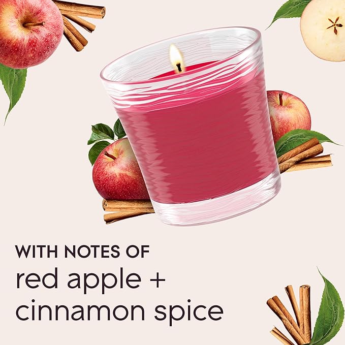 Glade 1-Wick Scented Candle Jar, Apple Cinnamon, Air Freshener Infused with Essential Oils, 4.08 Oz, 2 Count