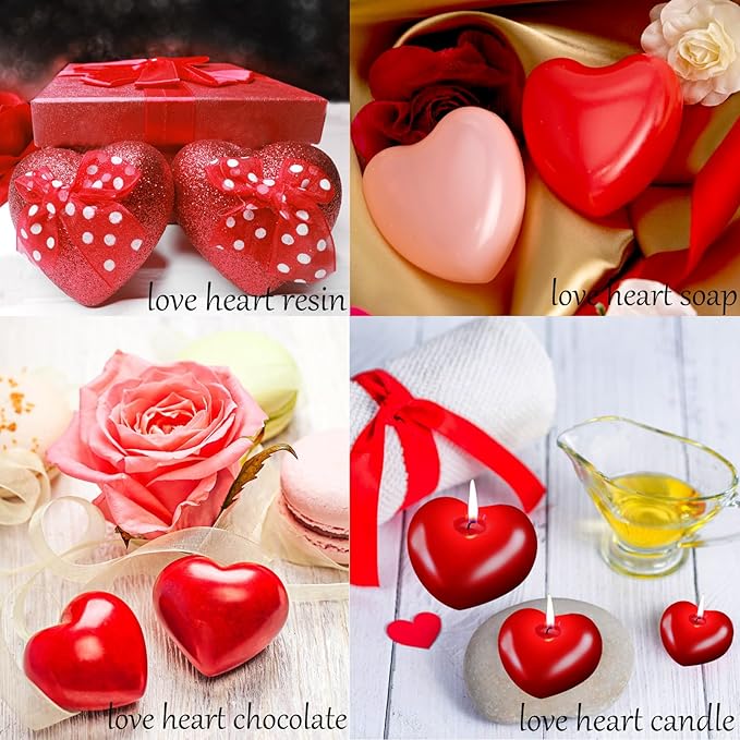 (4 Pack) Love Heart Molds, Valentine’s Day Love Silicone Molds for Handmade Cake Chocolate Candy Graduate Candle Soap Epoxy Resin Casting Christmas Wedding Graduation Gift