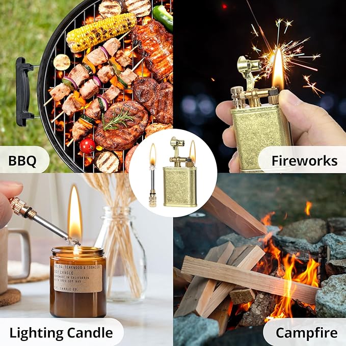 CHOICEDC Vintage Trench Lighter, Permanent Match, Cool Pipe Lighter, Unique Metal Lighters, Antique Kerosene Lighters Fluid Refillable, Reusable Waterproof Forever Matches, Gifts for Men, No Fuel