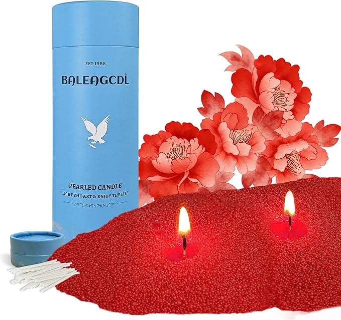 Scented Candle Sand with 30 Cotton Wicks–MANNYCOM Carmine Camellia Calm Scent 18oz(1.1lb) Powder Wax Refillable Candles Burns up to 110 Hours Perfect for Home Decorative DIY Candlemaking