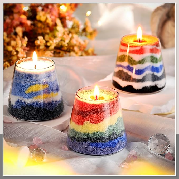 Feifeiya 1 Pack 3.3 lb Pearled Candle Sand DIY Pearled Candle Making Kit Included 20 Wicks and 4 Dye Refillable Beaded Wax Sand All Natural Beaded Wax for Home Christmas Wedding Party