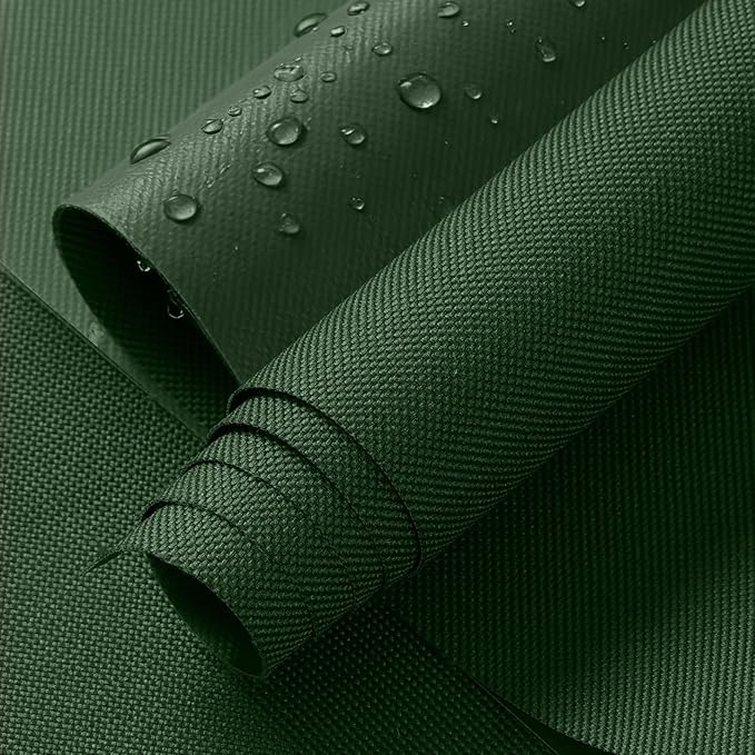 ANMINY 100% Waterproof Outdoor Fabric 8 Yards, 58" W 600D Marine Canvas Fabric with PVC Backing, Ripstop Upholstery Material by The Yard for Furniture Boat Covers Tent Awning, Green