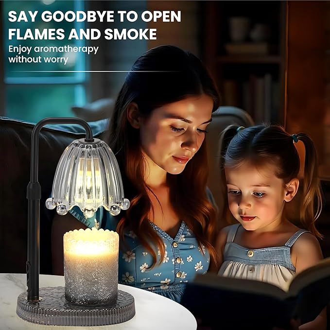 Candle Warmer Lamp with Timer - 6.3'' Dimmable Candle Lamp Warmer, Christmas Birthday Gift for Women & House Warming with Flameless Fragrance, Gray Lamp Warmer for Mom Gifts & Room Decor