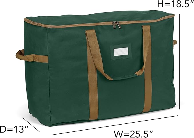 Covermates Keepsakes Adjustable Ornament Storage Bag – Heavy-Duty Polyester, Padded Dividers & FlexGrid Trays – Protective Holiday Ornament Organizer with Handles & Label Window, Green