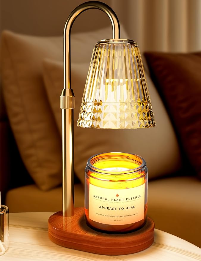 Candle Warmer Lamp with Timer Dimmer: Height Adjustable Wax Melt Warmer for Scented Jar Candles with 2 Bulbs, Valentine's Day Gifts for Women Mom, Birthday House Warming Gifts New Home Room Decor