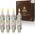 5 inch Short Candle Floral Candle Sticks Printed Candlestick Handmade Unscented Taper Candle 4 Pack Beautiful Flower Tapered Candles for Home Dinner Wedding Holiday