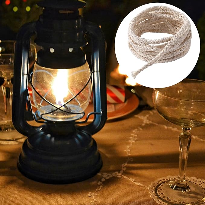 32.75 Ft Cotton Wicks for Oil Lamps, 1/8 Inch Braided Round Candle Wicks Replacements, Candlemaking Supplies (10 m)