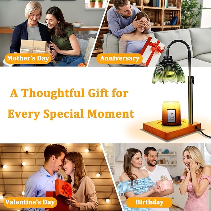 YGS-Tech Candle Warmer Lamp with Timer Dimmer, Height Adjustable Candle Warmer Lamp for Jar Candles, Birthday Gifts for Women Mom, House Warming Gifts New Home Decor