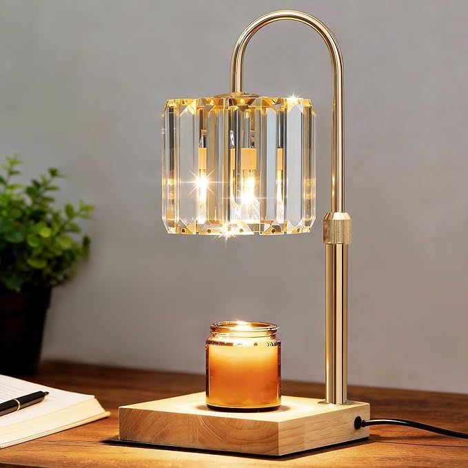 Yuichoy Candle Warmer Lamp with Timer, Dimmable Electric Candle Wamer Adjustable Height, Glass Modern Candles Melter Lamp, Gifts for Women Mom, Clear