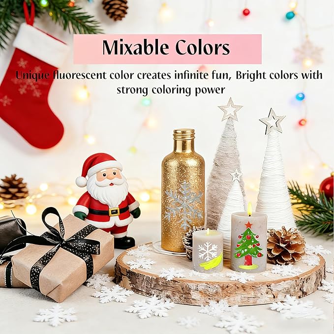 3D Candle Wax Pen Set, 12 Colors with Glitter & Neon, Vibrant Wax Paint for DIY Candle Decorating, Painting & Crafting Kit, Birthday, Holiday, Wedding & Party Crafts (30ml/1oz)