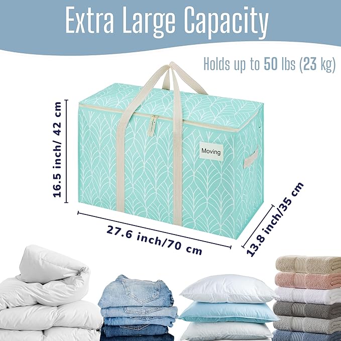 VENO 6 Pack Heavy Duty Moving Bags, Extra Large Storage Bags with Reinforced Handles & Strong Zippers, Foldable & Reusable Moving Box Alternative for Clothes & Dorm Storage