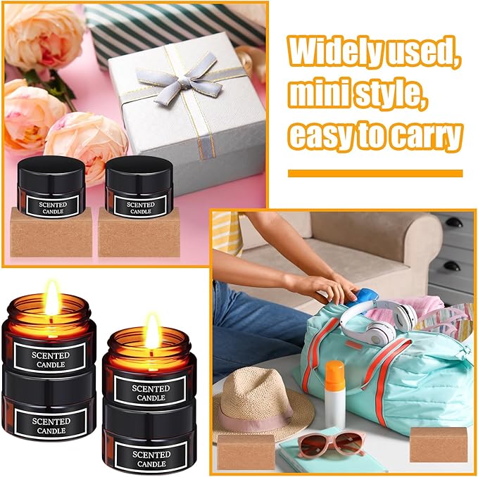 24 Pieces Mini Candles Scented Candle Soy Wax Candles Aromatherapy Candles for Women Mini Candles Party Favors 4 Scents Long Lasting Soy Candle for Wedding Birthday Gifts Travel Anniversary
