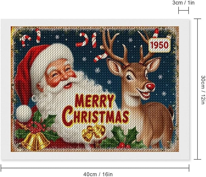 AIVKIEJK Diamond Painting Kits for Adults - Christmas 1950 Santa Claus and Deer Painting DIY 5D Full Drill Diamond Dots Paintings with Diamonds Gem Art and Crafts Home Decor 12"x16"