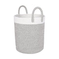 Large Rope Storage Basket - 15" x 13" Modern Shaped Soft Touch Basket - Woven Cotton Rope Organizer for Baby Nursery, Toys and Towels - Brown Color