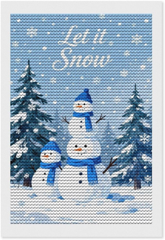 AIVKIEJK Diamond Painting Kits for Adults - Merry Christmas Snowman Winter Painting DIY 5D Full Drill Diamond Dots Paintings with Diamonds Gem Art and Crafts Home Decor 8"x12"