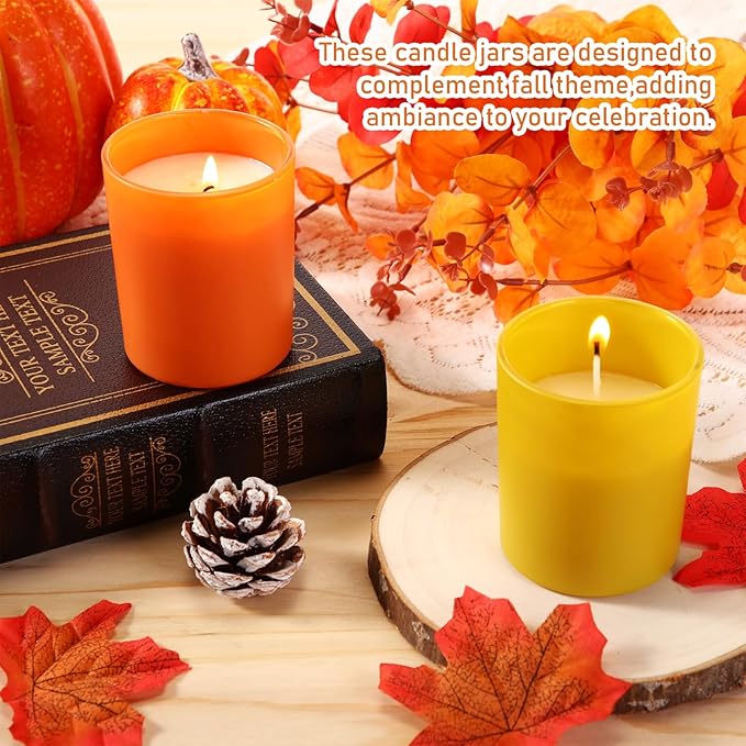 Ziliny 16 Pcs Winter Candle Jars for Making Empty Candle Vessels Bulk 7 oz Glass Jars with Bamboo Lids Tins for Making Storing Biscuits Tea Party Favors