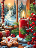 DOMROM Christmas Diamond Painting Kits, Candles 5D Diamond Art Kits,Gem Art Painting with Diamonds Dots, Arts and Crafts for Beginners Adult Wall Decor 12 x 16inch